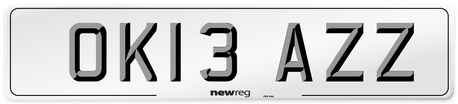 OK13 AZZ Number Plate from New Reg